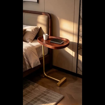 Modern C-Shaped Side Table – Small Oval Coffee Table for Living Room, Balcony, or Bedroom – Perfect as a Snack Table, Book Holder, or Laptop Desk by the Sofa