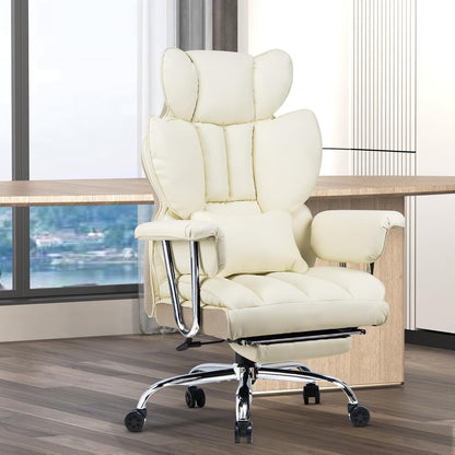 GartistGo Executive Office Chair Desk Chair, PU Computer Recliner, Ergonomic Office Chair with Footrest, Heavy Duty Leather Office Chairs for Home Office, High Back Swivel Chair