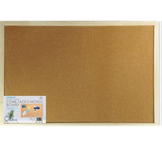 Wooden Framed Cork Board Notice Pin Board with Push Pins for Home Office Use