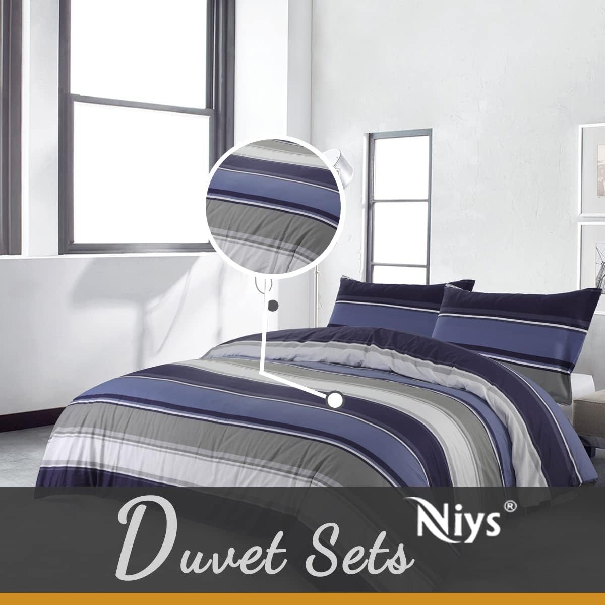 NIYS Bedding Duvet Cover Set in Single, Double and King Size with pillow cases