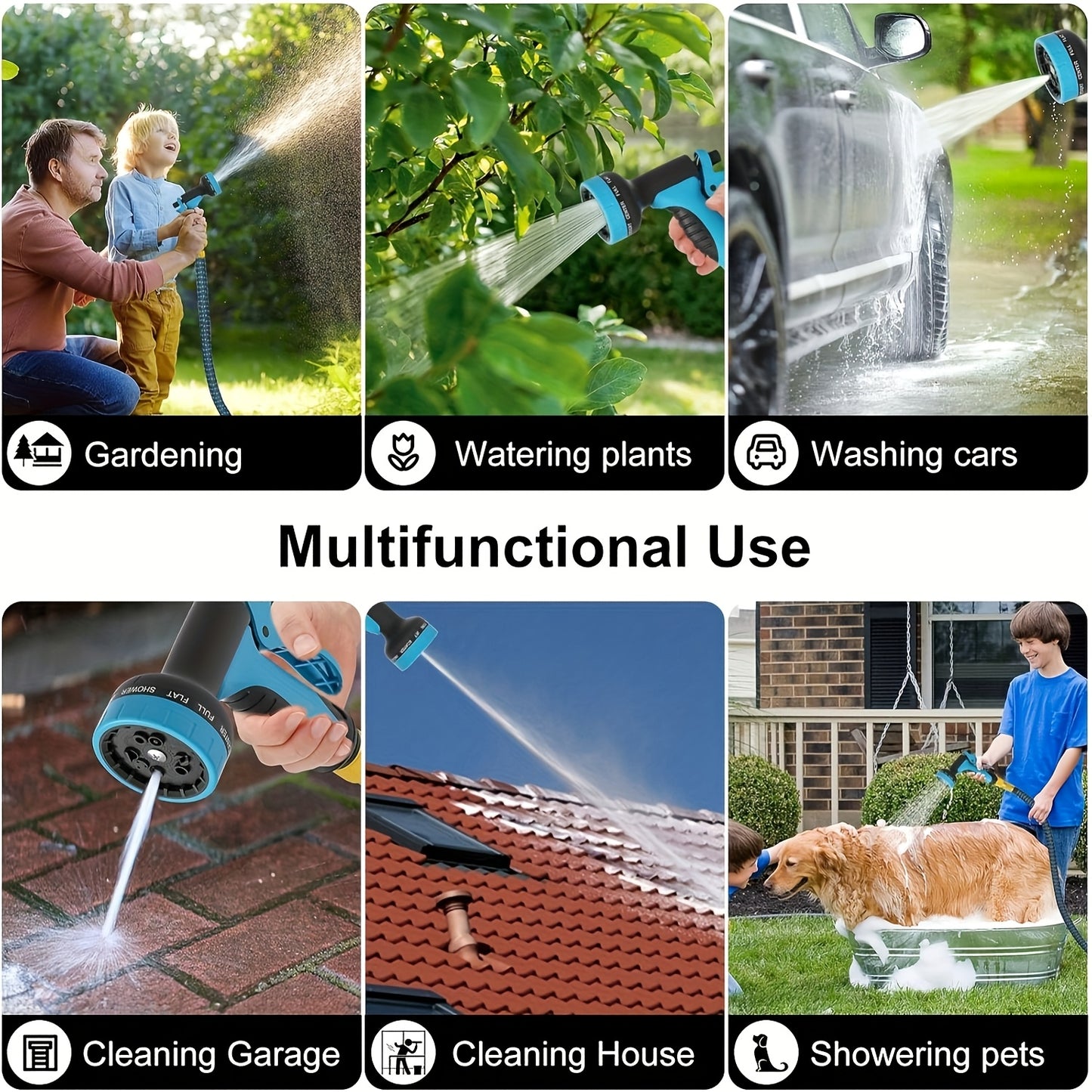 Expandable Garden Hose - Water Hose with 10 Function Spray Nozzles, Lightweight And Kink-Free Expandable Water Hose, for Washing And Watering (7.5/15/22.5/30/45M)