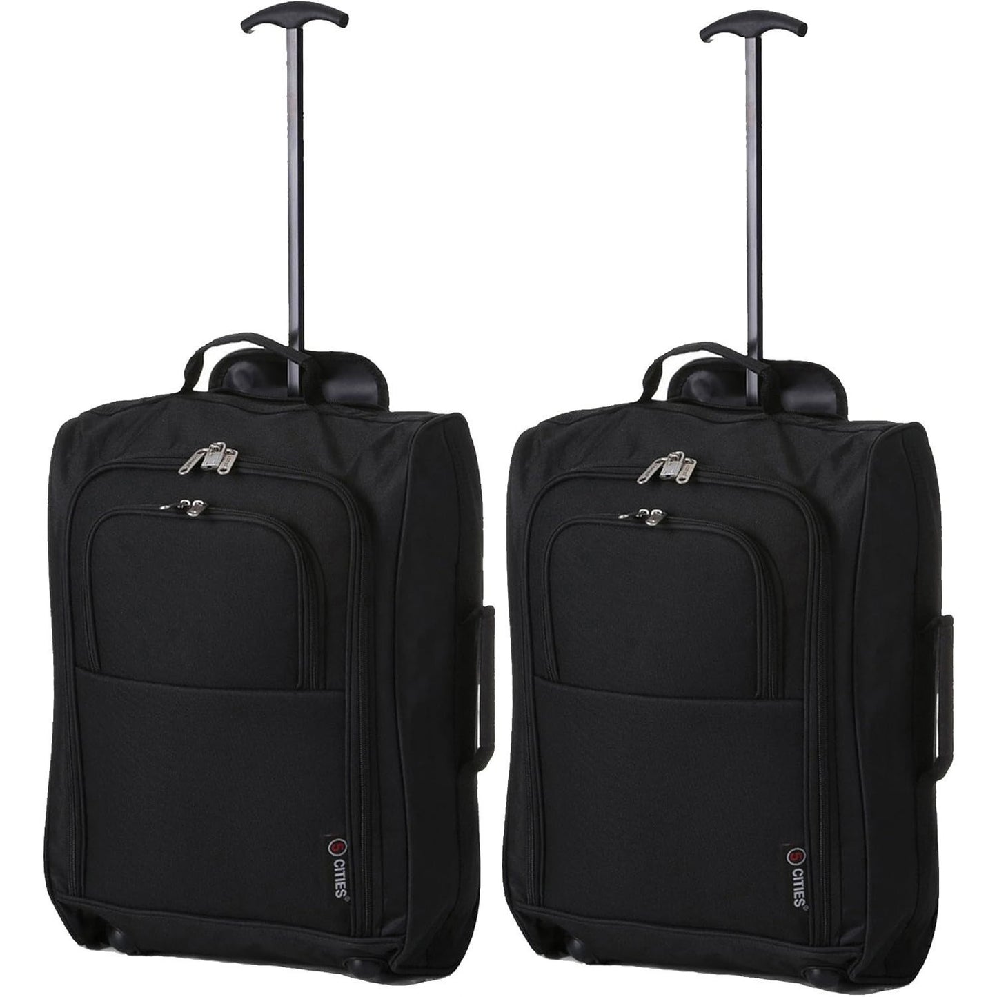 5 Cities Set of 2 Cabin Suitcases 21" / 55cm – Lightweight Carry On Trolley Bags with Wheels, Airline Approved Hand Luggage, 42L, 2 Year Warranty