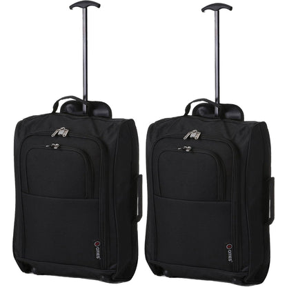 5 Cities Set of 2 Cabin Suitcases 21" / 55cm – Lightweight Carry On Trolley Bags with Wheels, Airline Approved Hand Luggage, 42L, 2 Year Warranty