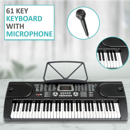 61 Keys Keyboard Piano, Digital Electric Piano for Adults, 24 Demonstration Songs, Teaching Music Instruments with Microphone