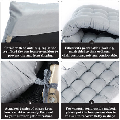 Lounge Chair Cushion 160x50cm Thick Comfortable Seat Pad for Sun Lounger Recliner Daybed Beach Chair – Machine Washable Non-Slip Indoor Outdoor Multiple Colours