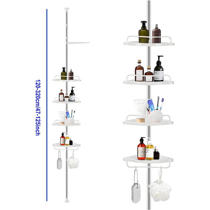 4 Tier AdjustableFloating Shelves Bathroom Organiser Corner Rack Shower Shelf Caddy Holder Bathroom Shelves Shower Corner Shelf Adjustable Shower Caddies Bathroom Organiser 120cm - 320cm