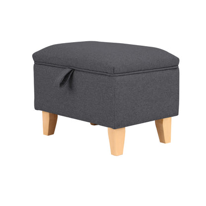 Linen Padded Storage Stool Ottoman Storage Box Footstool Living Room Bedroom Hallway Shoe Stool Footrest