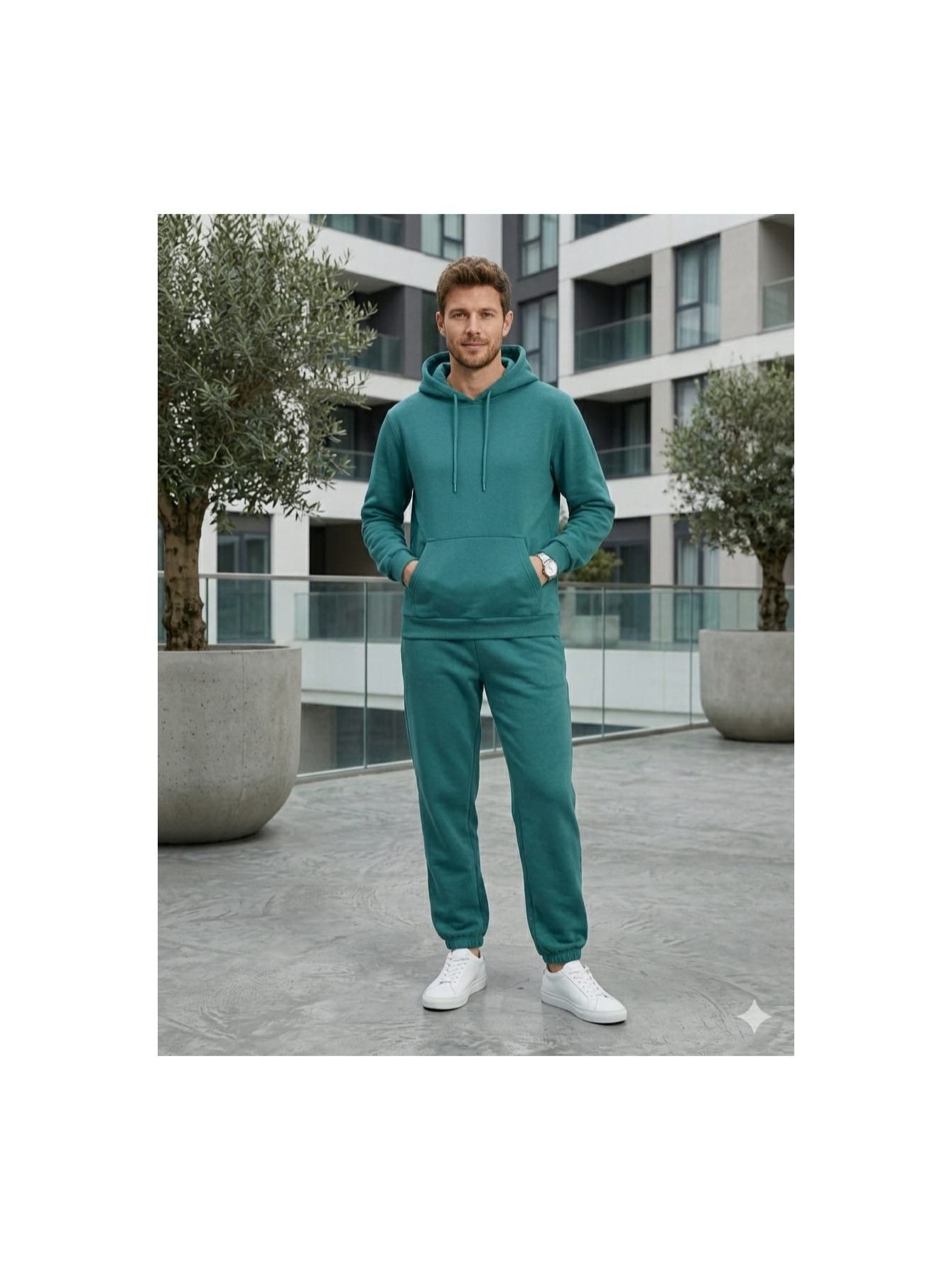 Men'S Outfit Two-Piece Set Featuring a Hooded Long-Sleeve Sweatshirt And Long Pants Solid Colour Knit Fabric Tracksuit, Regular Fit, Perfect Gift for Men, Daily & Outdoor Wear Large Pockets Matching For All Seasons S-XL