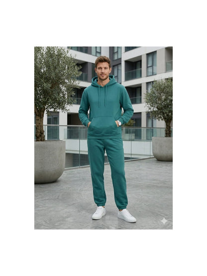Men'S Outfit Two-Piece Set Featuring a Hooded Long-Sleeve Sweatshirt And Long Pants Solid Colour Knit Fabric Tracksuit, Regular Fit, Perfect Gift for Men, Daily & Outdoor Wear Large Pockets Matching For All Seasons S-XL