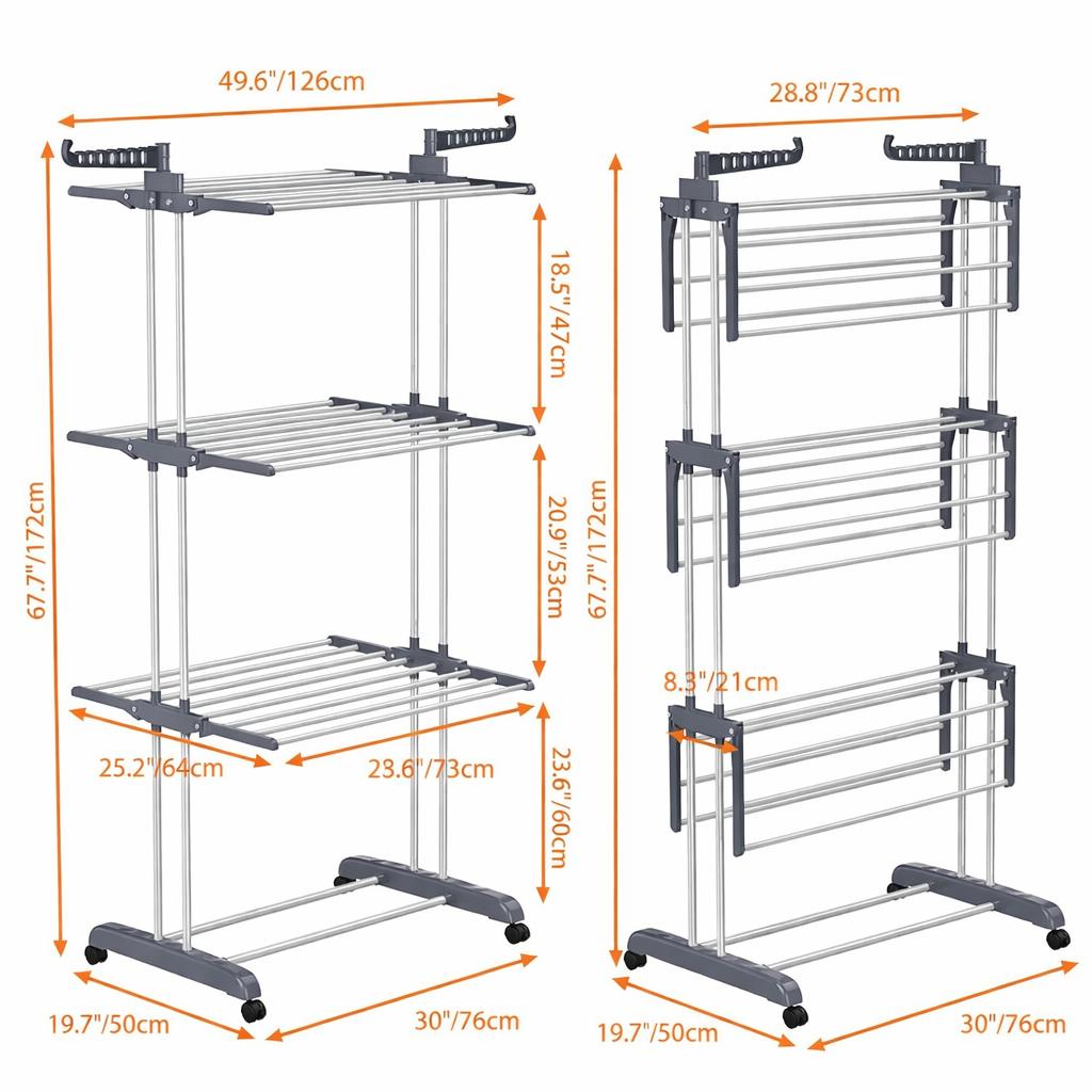 4 Tier Extra Large Clothes Airer Indoor Foldable Outdoor Laundry Dryer Rack Line Hangable Hanger Racks