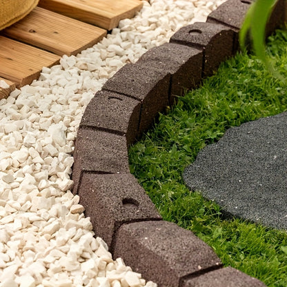 Roman Castle Stone Garden Border 4ft Rubber Landscape Edging Section 120cm, Garden Border Installation, Garden Pathway Edging, Perimeter Edging Section, Flexible Garden Border, Roman Castle Stone Pattern, Castle-Inspired Edging, Heavy-Duty Border