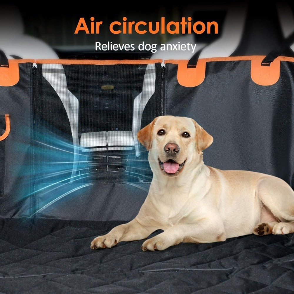 Dog Car Seat Cover Hammock for Back Seat with Mesh Window & Storage Pocket Waterproof Pet Car Bed Protector for Cars SUVs Trucks