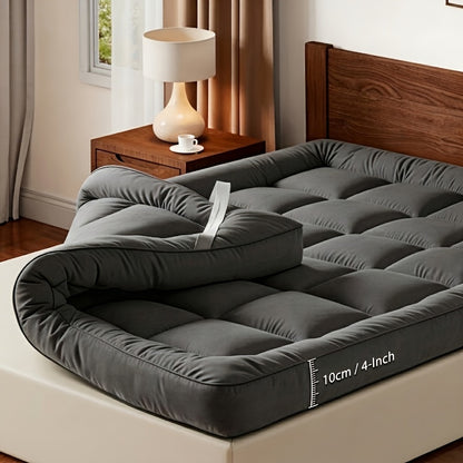 Mattress Topper, 10cm Deep 4Inch Microfiber Overfill, Plush Soft Surface, Anti-Shift & Even Weight Distribution, Four-Corner Elastic Straps for Secure Fit, Fits Single/Double/King/Super King UK Beds