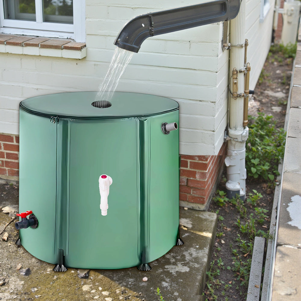 Rainwater Collection Tank 50L 100L 160L 200L – Portable Outdoor Water Butt with Filter Net & Overflow Device, Eco-Friendly Garden Rainwater Harvesting System UK