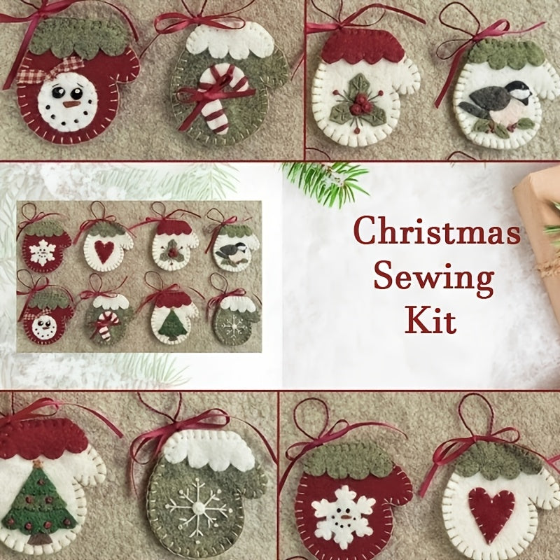 Pre-cut Felt DIY Christmas Valentine's Embroidery & Holiday Heart Decoration Craft Kit Suitable for New Year's - Beginner-Friendly Hand-Sewn Seasonal Decorations with Fabric, Pre-Cut Shapes for Adults & All-Season Crafting