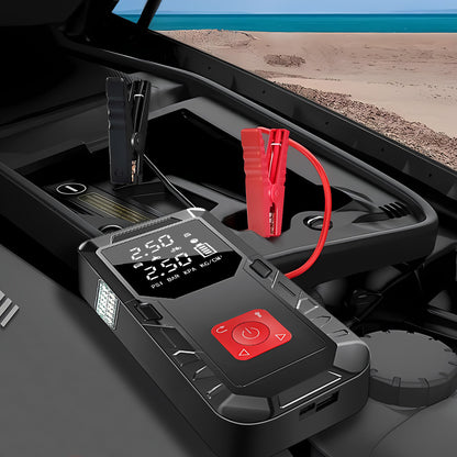 Car Jump Starter & Tyre Inflator 150PSI, Emergency Kit for All Petrol & Diesel Cars, Portable Tyre Inflator with LED Light, 12V Power Bank for Phone Charging, Emergency Battery Booster for Petrol/Diesel Engines, Essential for Travel, Camping & Winter Driv