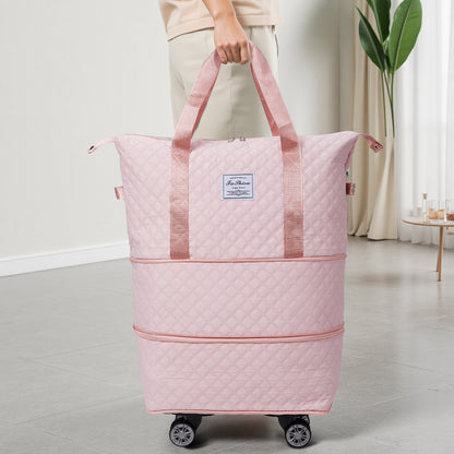 Travel Bag, Multifunctional Luggage Bag, Expandable Luggage Suitcase, Carry on Bag, Rolling Duffle Bag with Detachable Wheels, Travel Essentials Bag, Large Capacity with Zipper Closure, Ideal for Fitness, Yoga, and Everyday