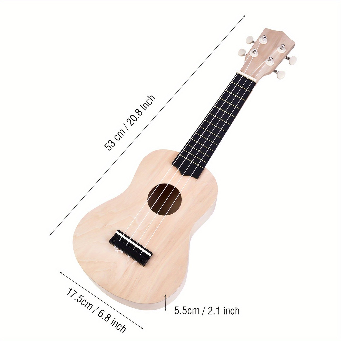 Ukulele DIY Crafting Kit, Hand Painting Painted Wood Material Small Guitar, Home Decoration, 53x 17.5x 5.5cm / 20.8x 6.8x 2.1in