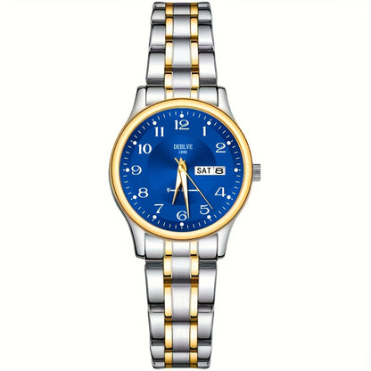 DEBLVE Women'S Ultra-Thin Stainless Steel Quartz Watch - Stylish, Lightweight, IPX7 with Calendar, Luminous Day Display, and Stainless Steel Band - Perfect for Casual Wear, DEBLVE