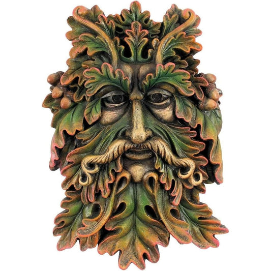 Green Man Wall Plaque 22.5cm – Wildwood Sage Tree Spirit Resin Sculpture for Garden Fence & Home Décor | Celtic Outdoor & Indoor Wall Ornament Gift