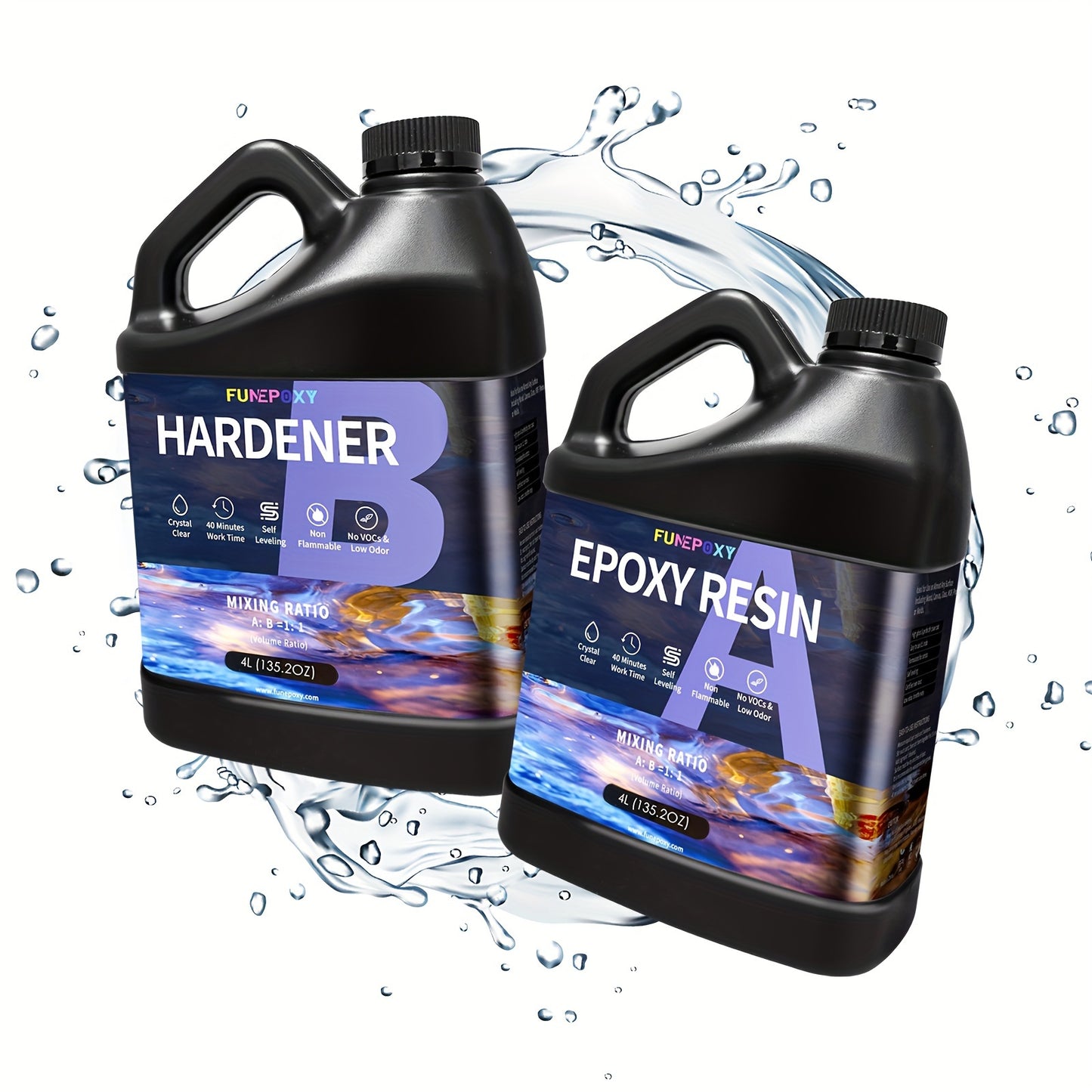 Epoxy Resin Crystal Clear: Epoxy Resin Kit Fast Curing Heat Resistant for Casting Coating Art Craft Jewelry Wood Table Top Flower Preservation - 2 Part