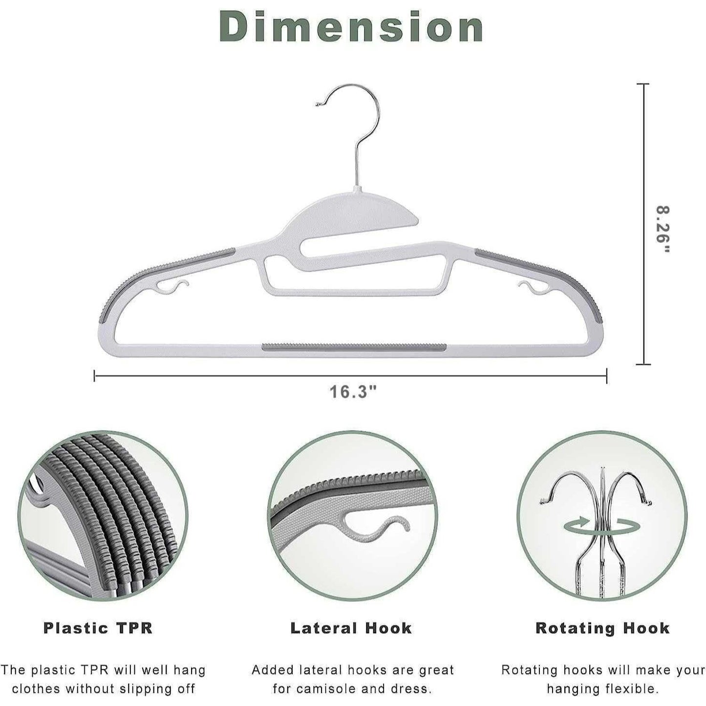 Plastic Coat Hangers Non Slip Adult Wardrobe Storage Space Saving Clothes Hangers