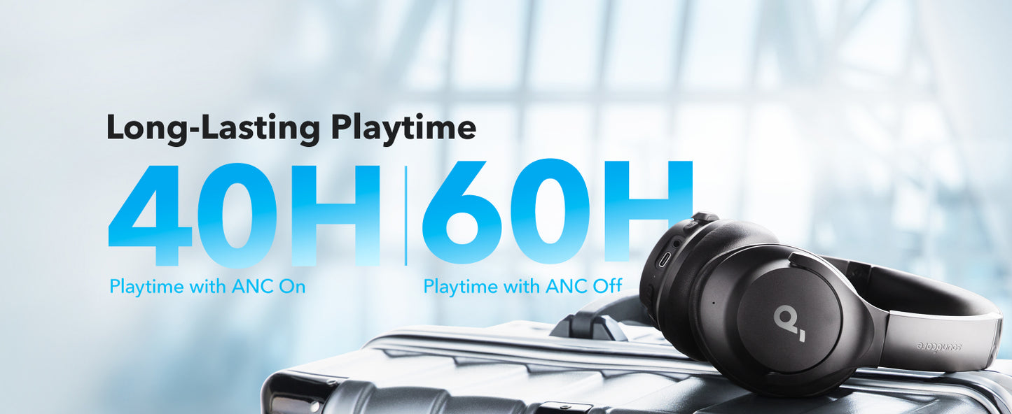 soundcore by Anker Q20i Hybrid Active Noise Cancelling Foldable Headphones, Wireless Over-Ear Bluetooth, 40H Long ANC Playtime, Hi-Res Audio, Big Bass, Customize via an App, Transparency Mode (Renewed)