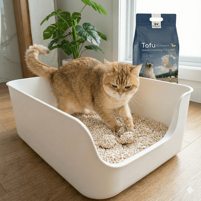 Premium Cassava Tofu Mixed Cat Litter 2.3Kg, Triple Action Bentonite Clay Blend – Deodorizing Cassava Tofu Cat Litter, Superior Clumping, Low Dust & Tracking, Good Odor Control