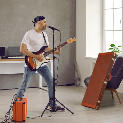 Electric Guitar Hard Case Lockable Wood PU Leather Coffee Brown Fits ST TL SG Shockproof Plush Lined Accessory Compartment Travel Gig Box