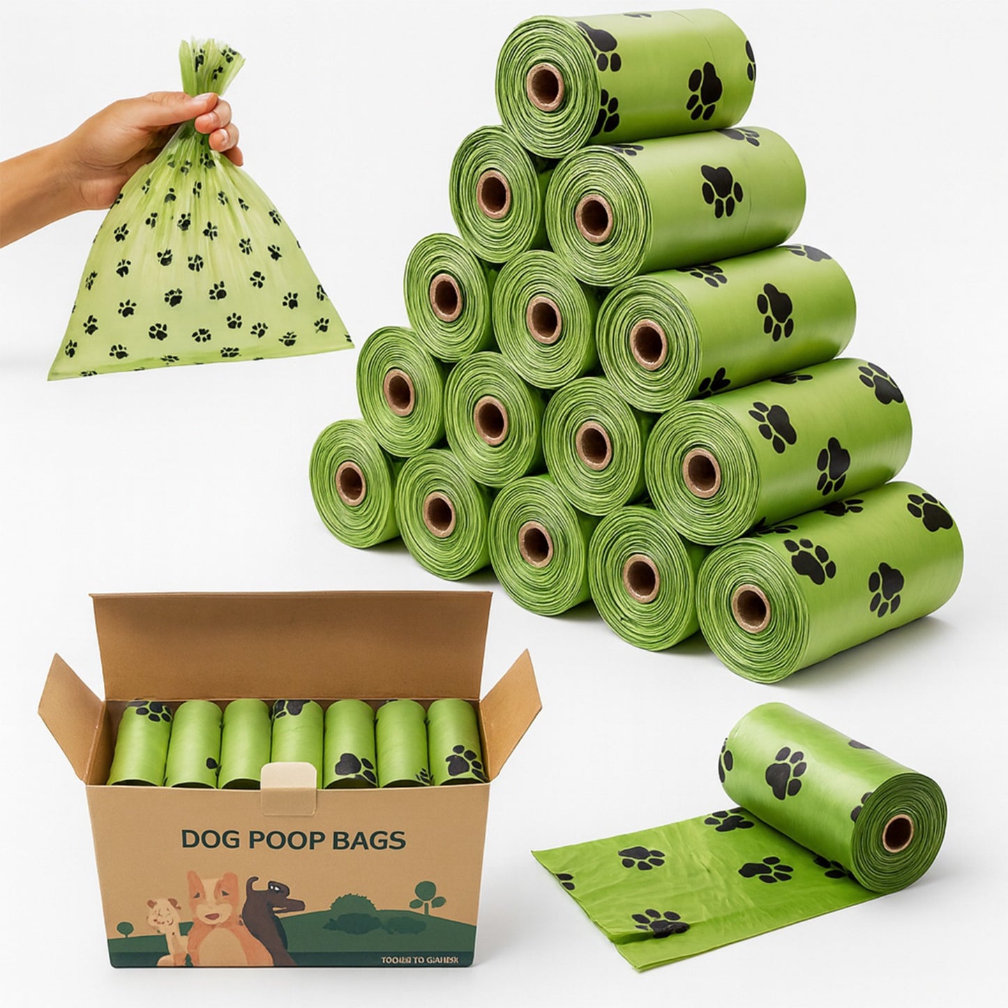 [Dog Poop Bags] 210-Count Leak-Proof Dog Waste Bags with Paw Print Design, 14 Rolls - Durable Plastic Poop Bags for Pet Cleanup & Outdoor Use The perfect gift for Christmas, Dog Waste High Quality Disposal Bags
