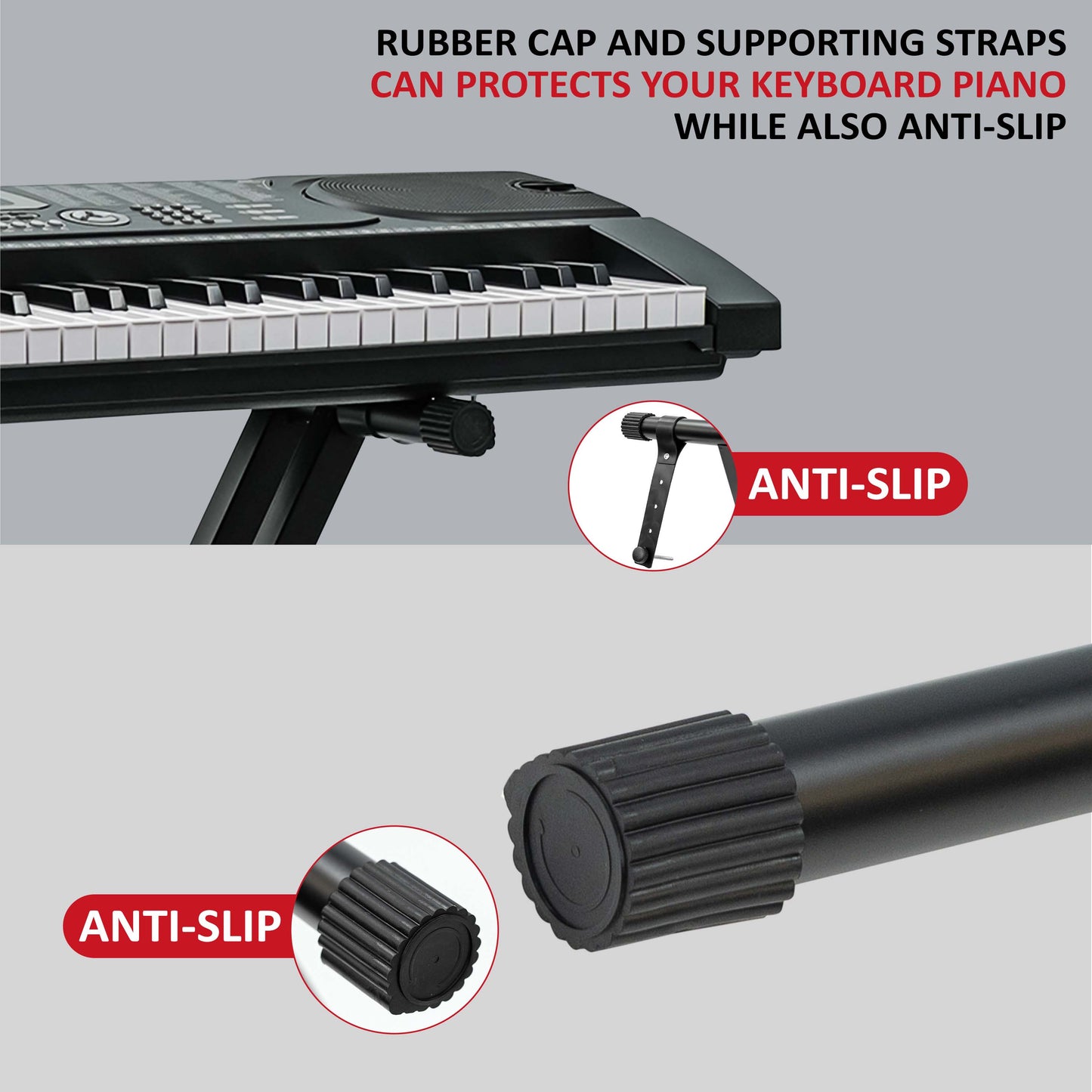 X-Frame Keyboard Stand - Height Adjustable Single/Double Braced for Keyboards, Synthesisers and Digital Pianos - Black