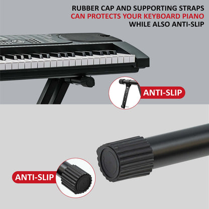 X-Frame Keyboard Stand - Height Adjustable Single/Double Braced for Keyboards, Synthesisers and Digital Pianos - Black
