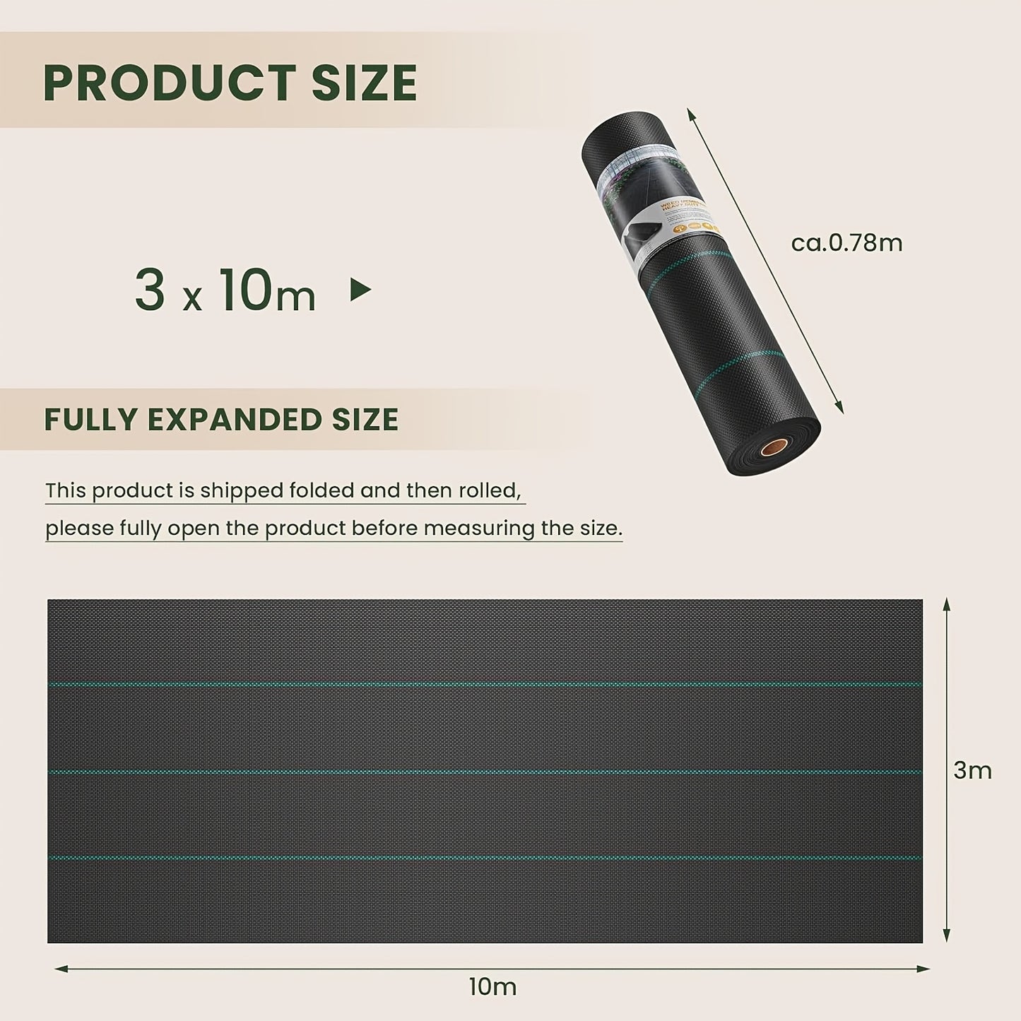 Heavy Duty Weed Control Membrane Garden Weed Barrier UV Protection Weed Fabric for Patios Garden Flower Beds Landscaping Black Woven Roll Ground Cover