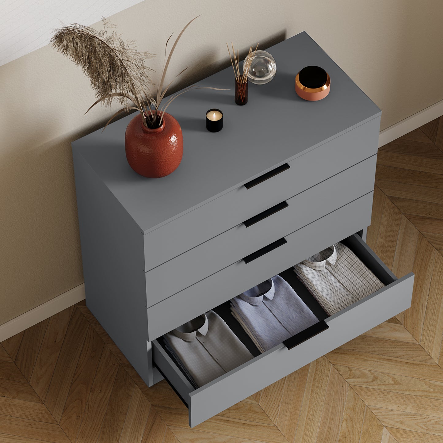 Vida Designs Trega 4 Drawer Chest of Drawers Space-Saving Storage Smooth Glide Drawers Bedroom Furniture