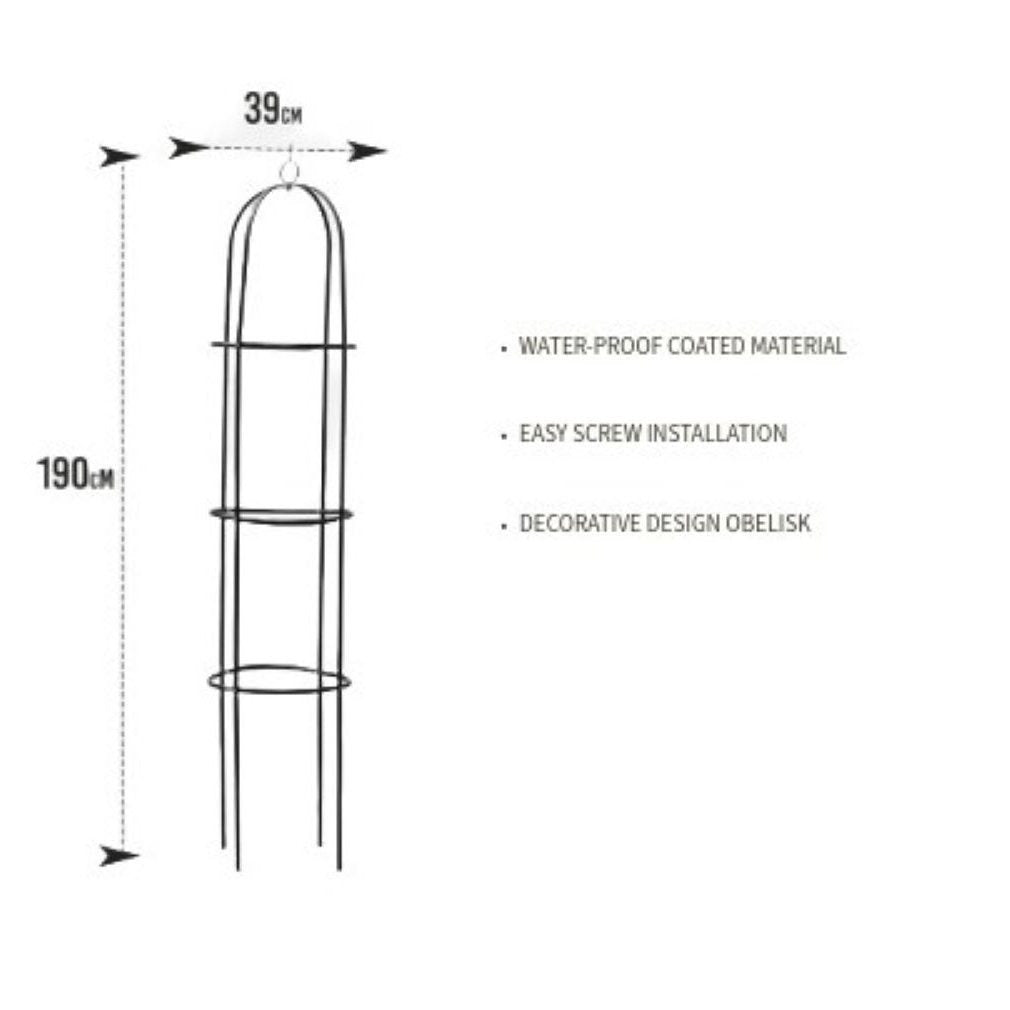 (pack of 2)1.9m Black Metal Garden Plant Obelisk – Durable Cylindrical Support Trellis for Climbing Plants
