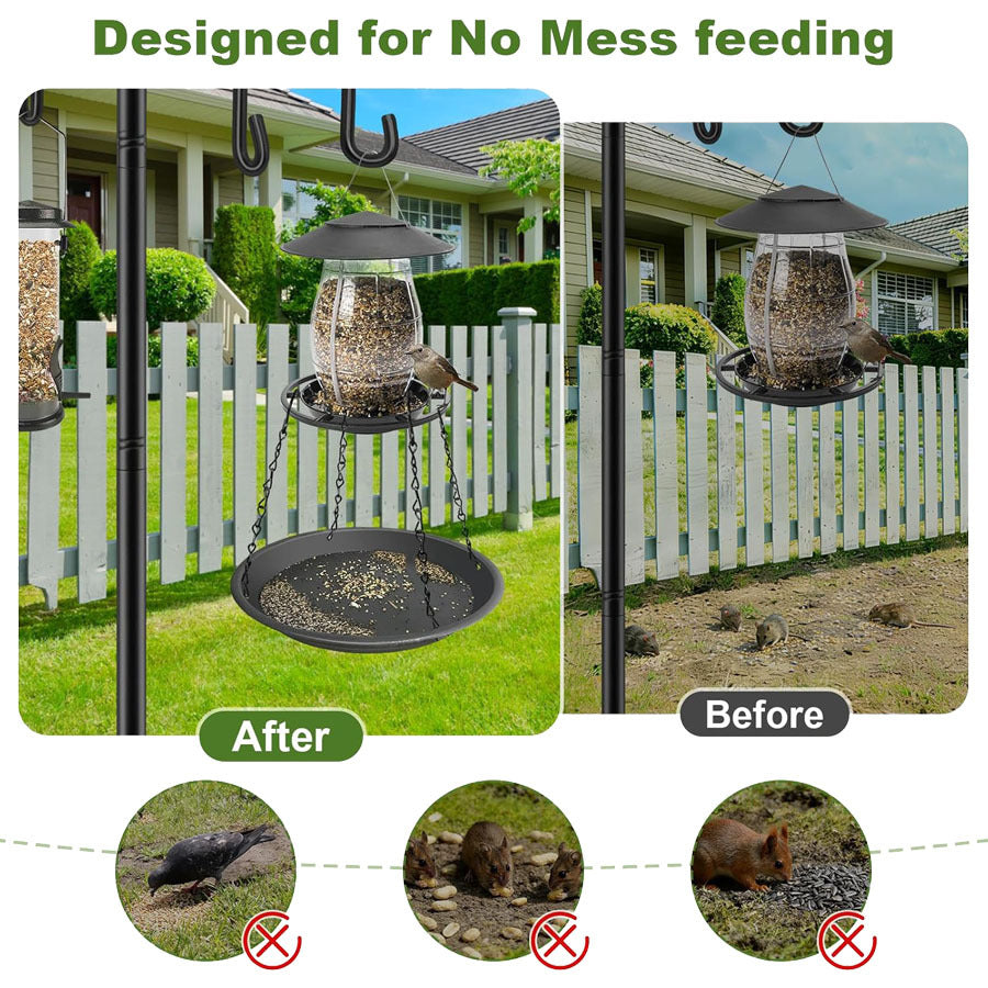 Bird Seed Catcher Tray, No Mess Hanging Bird Feeder Tray Platform Attachment to Catch Seed for Garden, Plastic, 1 Pack