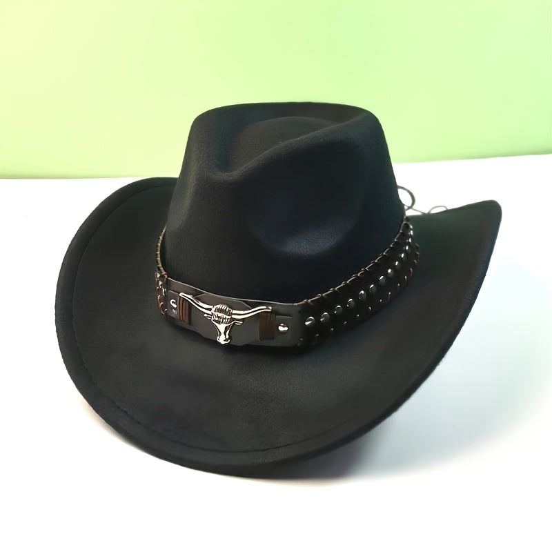 1pc Classic Western Cowboy Hat with Bull Head Belt Buckle, Wide Brim Jazz Hat Design for Spring, Summer, And Fall Outdoor Activities, Outdoor Headwear | Cowboy Hat, Cowboy Additions