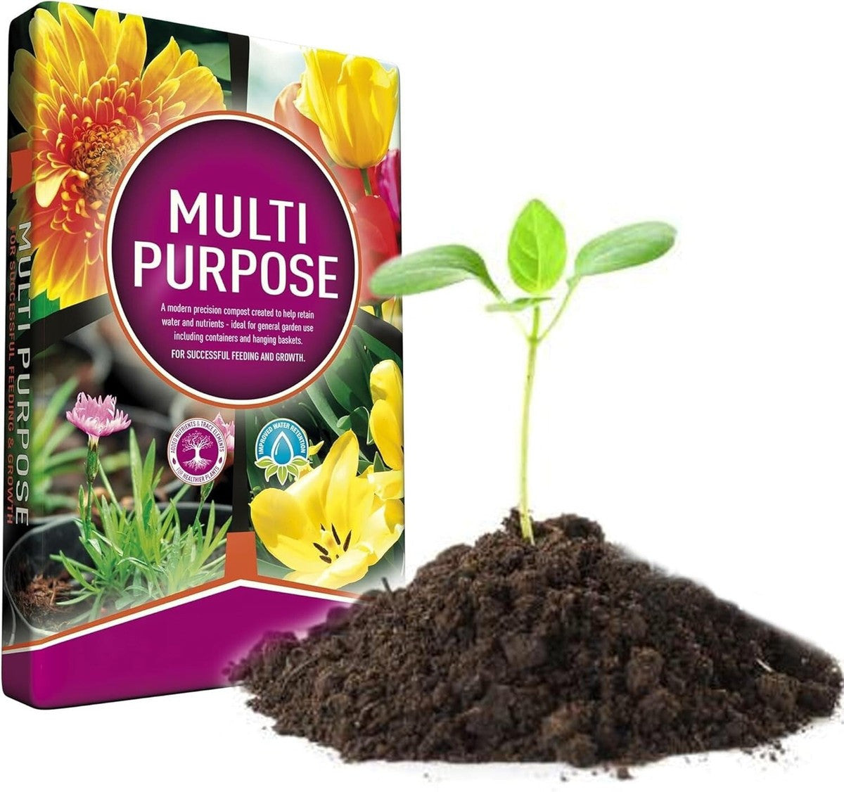 3x Growmoor Multi Purpose Compost 10L – Large Volume Potting Compost for Indoor Plants, Outdoor Containers, Hanging Baskets & General Gardening Use