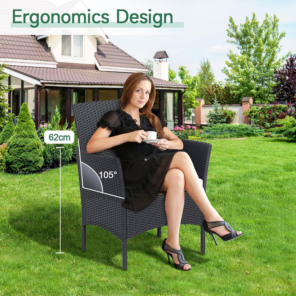 GartistGo Rattan Chair, Set of 4 Rattan Chairs for Indoor and Outdoor Use