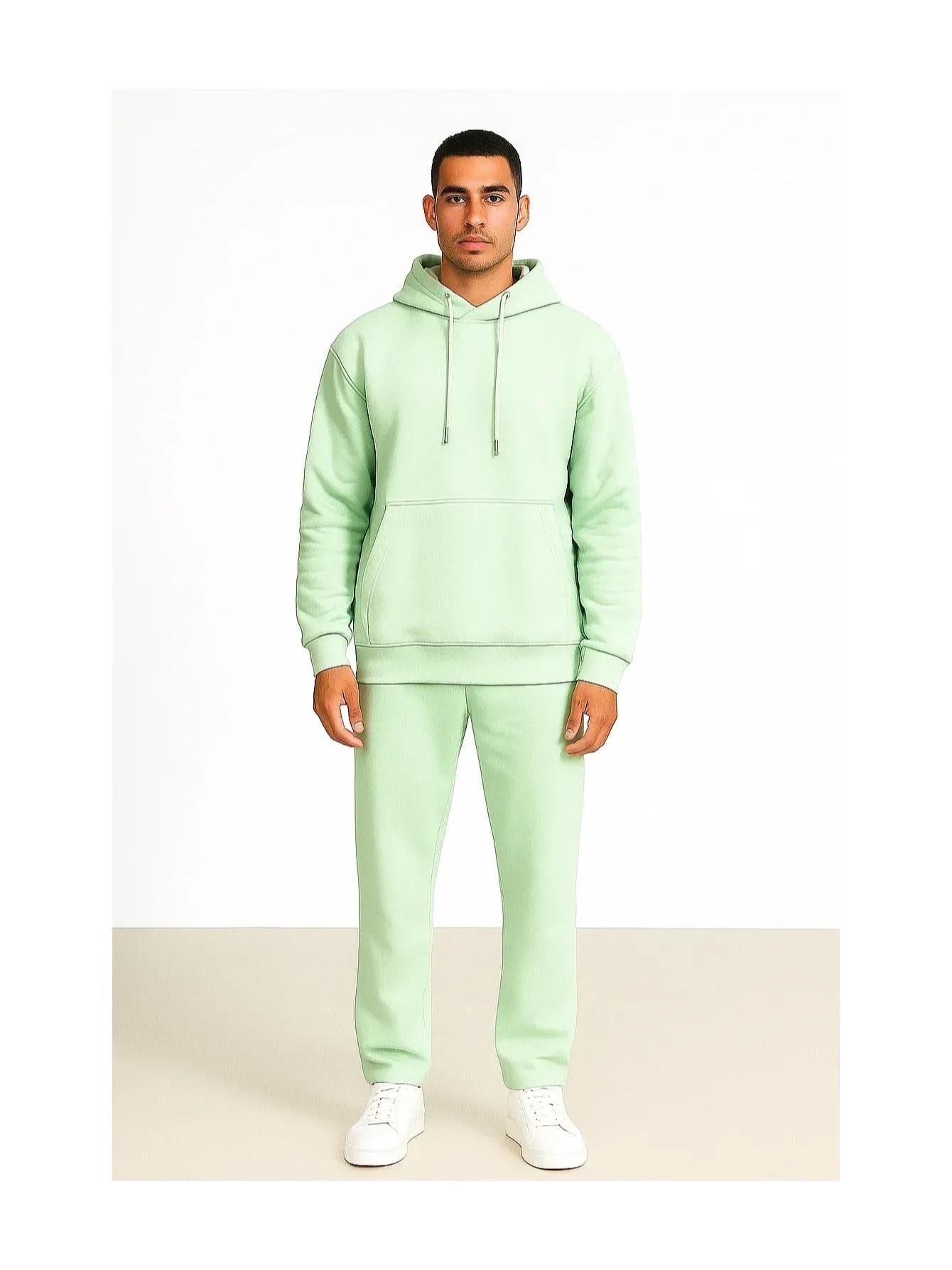 Men'S Outfit Two-Piece Set Featuring a Hooded Long-Sleeve Sweatshirt And Long Pants Solid Colour Knit Fabric Tracksuit, Regular Fit, Perfect Gift for Men, Daily & Outdoor Wear Large Pockets Matching For All Seasons S-XL