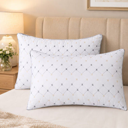 2pcs Ultra Soft Bed Pillows, Sleeping Pillows, Star Embroidery Design, Vacuum Sealed Compressed Pack, Skin-Friendly & Breathable, Machine Washable All-Season Bedding, Perfect for Bedroom, Guest Room & Hotel Use