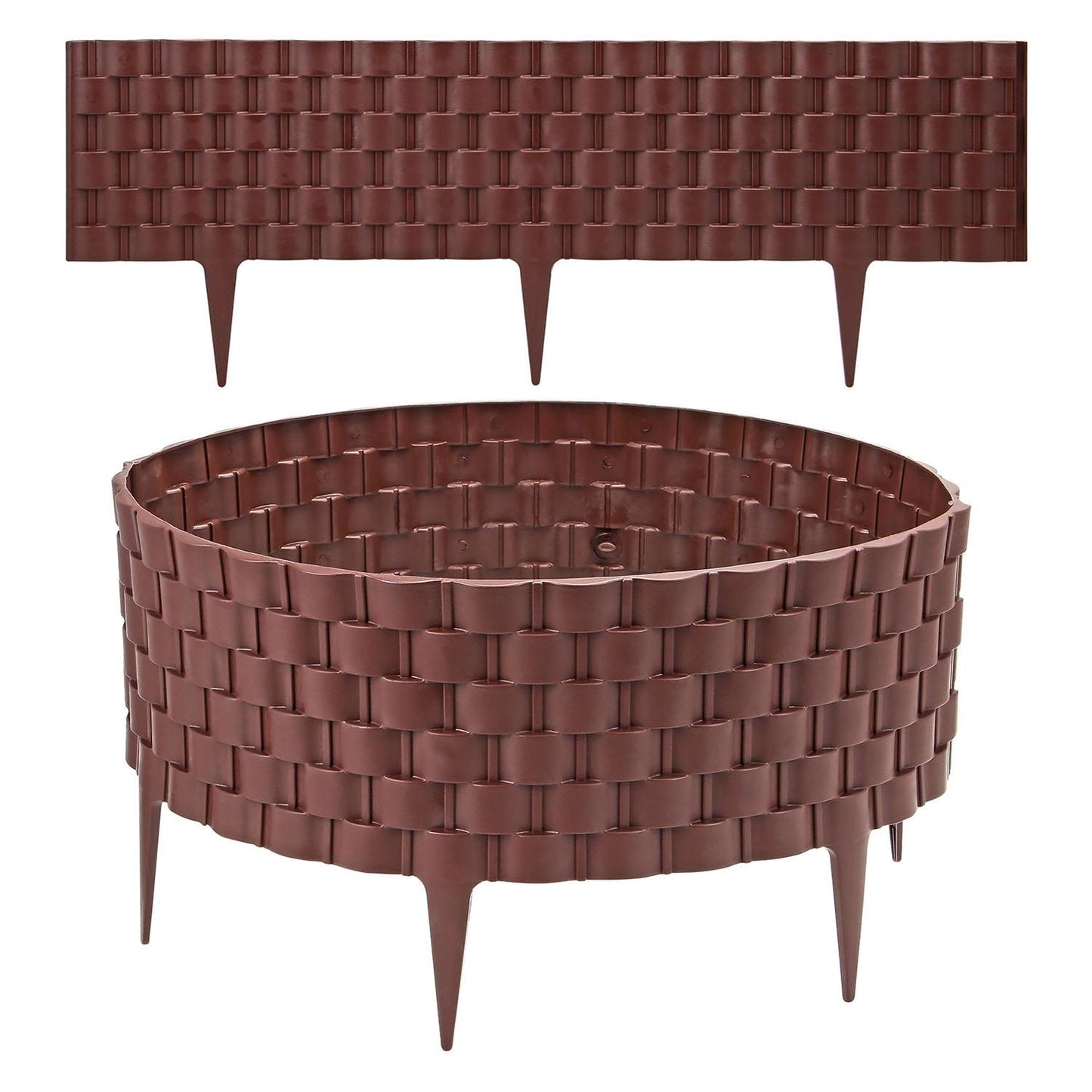 Garden Fencing Set, 4pcs Faux Rattan Effect Plastic Edging, Durable and Weather-Resistant Border for Lawn, Flowerbed, Patio, Driveway, Landscaping Decoration, Easy-to-Install Garden Edging Panels, Decorative Outdoor Fence for Lawn Protection, 2.38m Covera