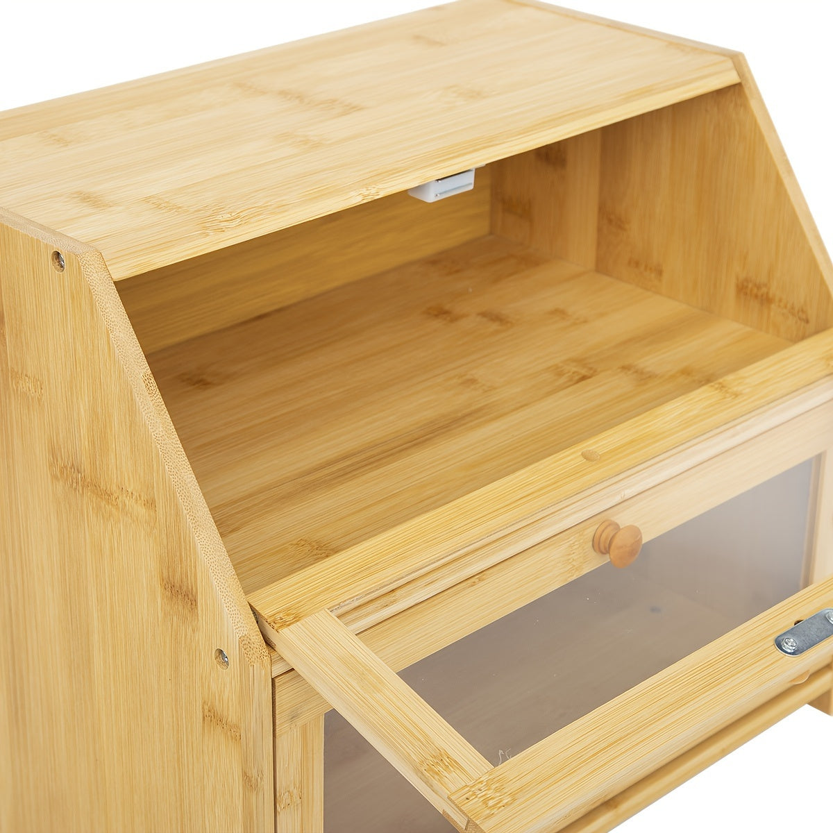1pc Bamboo Double-Layer Bread Bins Household Kitchen Food Storage Box Organizer