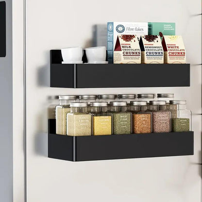 2-Pack Large Magnetic Plastic Storage Baskets, Suitable for Fridge, Microwave and Washing Machine - Multifunctional Kitchen Organizer with Spice Rack Holder on Refrigerator Side Panel Gap, Fridge Organizers And Containers, Fridge Storage, Fridge Accessori