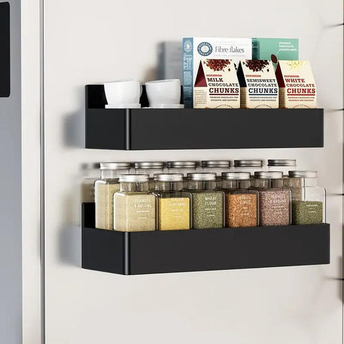 2-Pack Large Magnetic Plastic Storage Baskets, Suitable for Fridge, Microwave and Washing Machine - Multifunctional Kitchen Organizer with Spice Rack Holder on Refrigerator Side Panel Gap, Fridge Organizers And Containers, Fridge Storage, Fridge Accessori