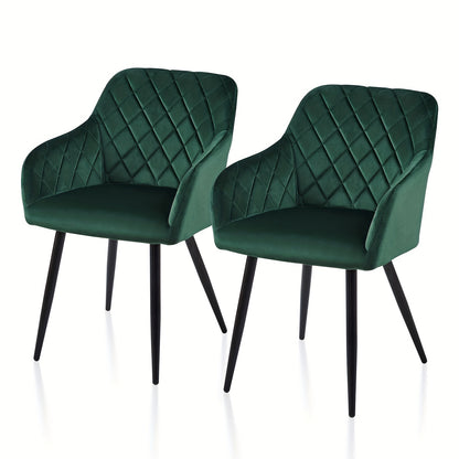 Velvet Leisure Dining Chairs , Upholstered Seat with Arms And Metal Legs , Set Of 2/4 , Occasional Living Room Bedroom Lounge Reception Chairs