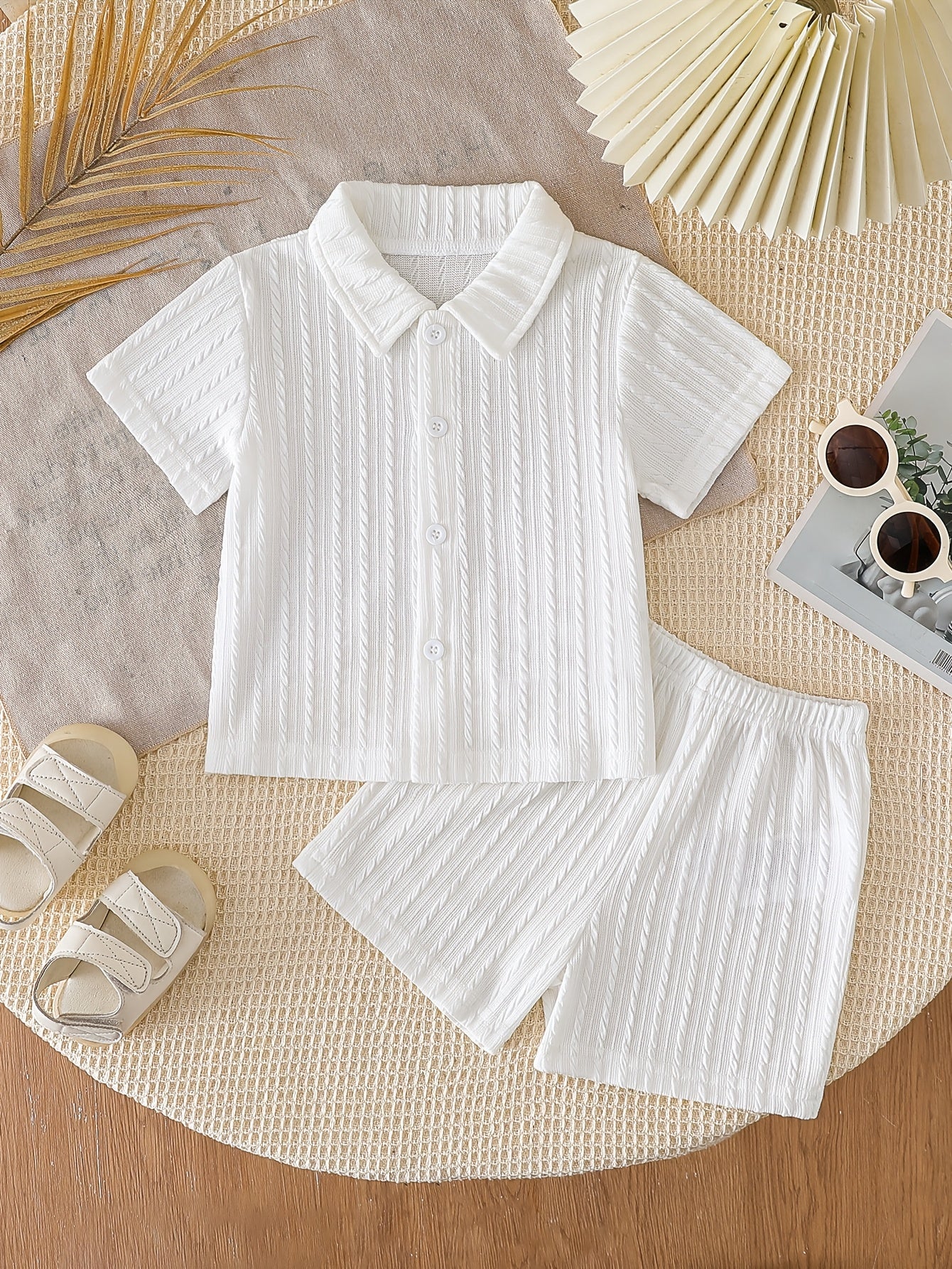 Boys' Waffle-Knit Shirt and Shorts Set - size and specification view 4