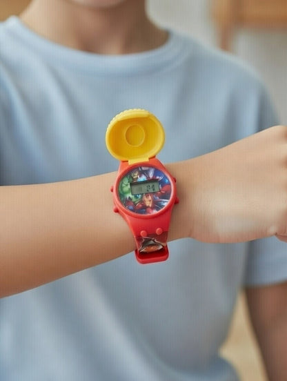 Marvel Kids Toys Light Up Watch for Boys & Girls – Hulk, Spider-Man, Iron Man & Captain America Toy Watch – Adjustable Watch Strap – Party Bag Fillers Kids – Fidget Toys – Toys for Boys Ages 3+