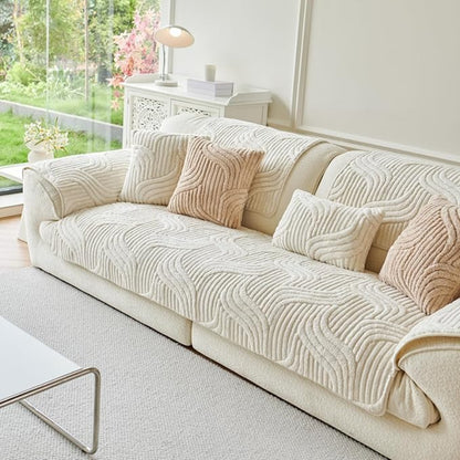 1pc Bohemian Style Soft Plush Sofa Cover, Pet-Friendly Non-Slip Couch Protector Covers, Machine Washable Polyester, All-Season Comfort for Living Room, Bedroom, Office Decor, Sectional Sofa Cover| Warm Home Decor| Machine Washable Furniture Protector Cove
