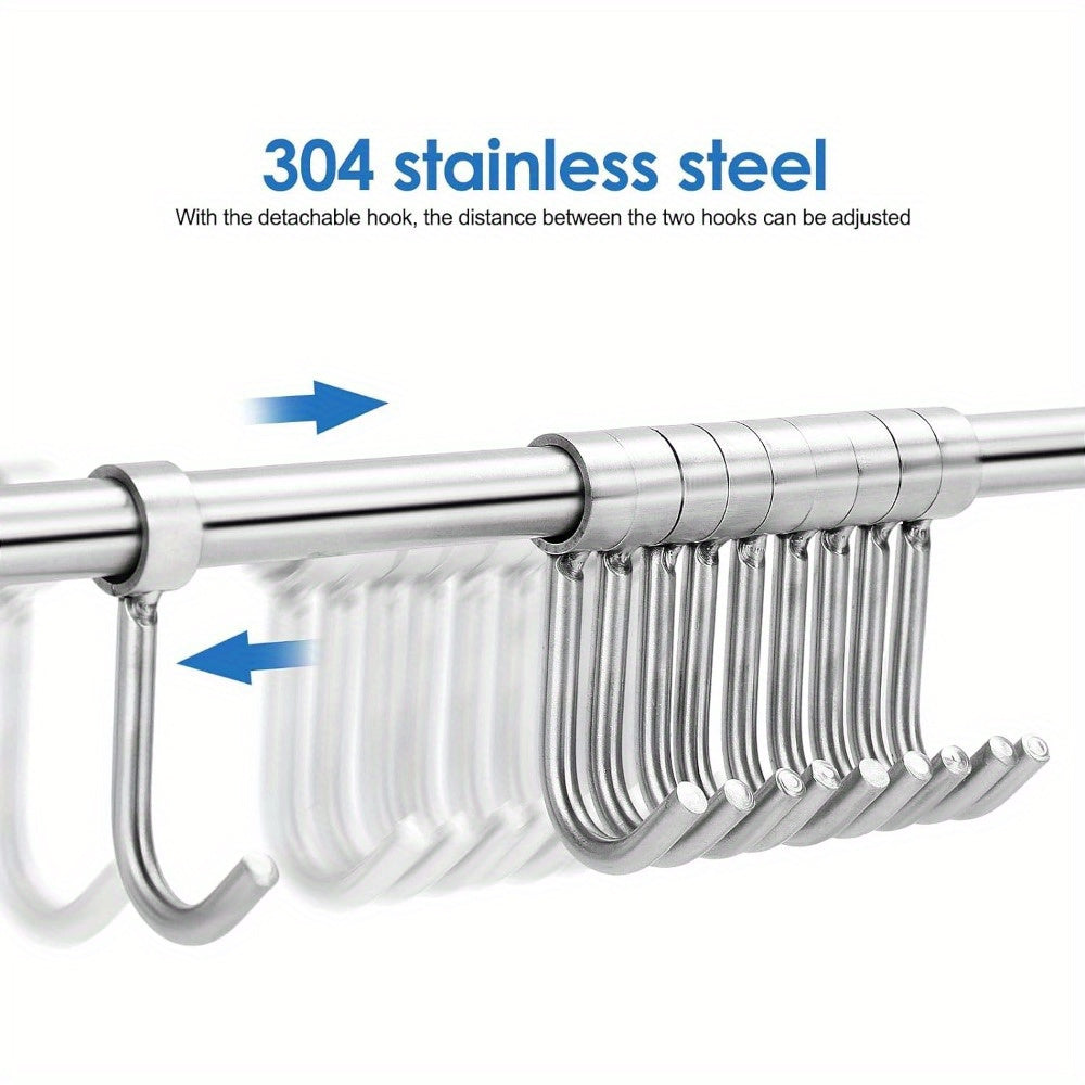 Utensil Rack Stainless Steel Wall Mounted Utensil Hooks with 12 Removable Hooks Kitchen Utensils Holder Utensil Hanging Rack Rail 52Cm (15.6")